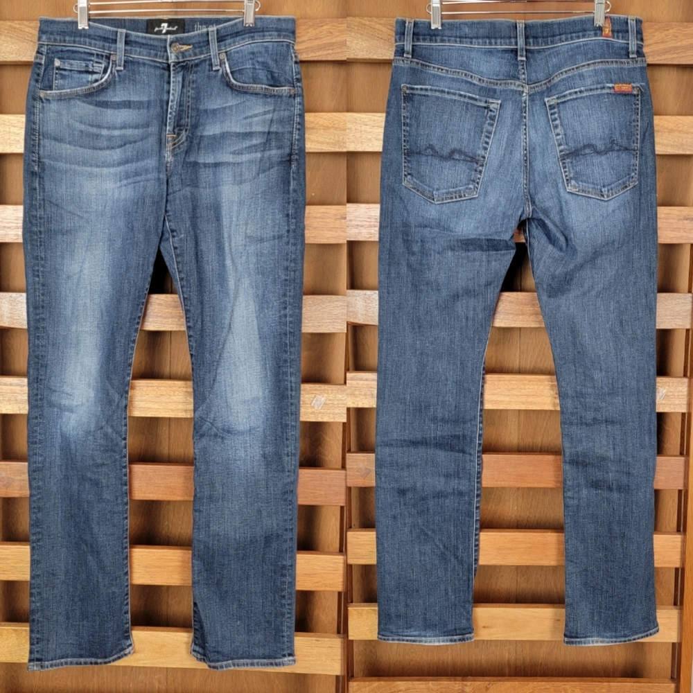 7 For All Mankind Straight Leg Jeans, Sz 31/32